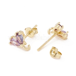 Фурнитура для серег-гвоздиков из латуни с кубическим цирконием&nbsp;MAK-I684-10G-RS