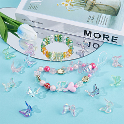 50 шт. 10-цветные радужные переливающиеся прозрачные акриловые бусины с УФ-покрытием&nbsp;TACR-SC0001-30