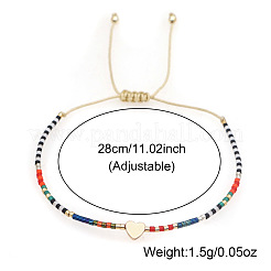 Armbänder mit gestreiften Saatperlen-Perlen und Herzgliedern aus Messing&nbsp;LS-LV4885