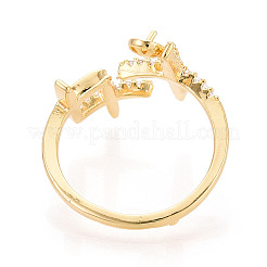 Крестообразные латунные микропаве кубические цирконии чашки колец оправы KK-N274-04G