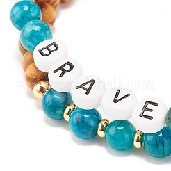 Наборы браслетов из круглых бусин из натурального дерева&nbsp;BJEW-JB07347