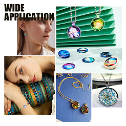 80 шт. 4 стиля из нержавеющей стали 304 со стеклянными подвесками-кабошонами DIY-DC0001-09