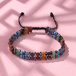 Регулируемые плетеные браслеты из бусин из натуральных и синтетических драгоценных камней и синтетического гематита&nbsp;BJEW-H626-01-04