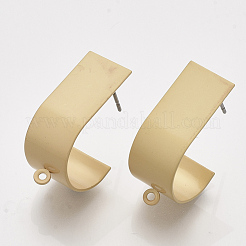 鉄スタッドピアスパーツ  スチールピンとループ付き  マットゴールドカラー  25x10mm  穴：1.2mm  ピン：0.7mm&nbsp;X-IFIN-S703-28