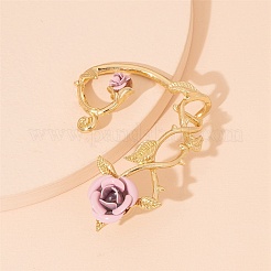女性用合金ローズクライマーラップアラウンドスタッドピアス  パールピンク  62x43x14.5mm  ピン：1mm&nbsp;EJEW-A096-01E