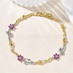 Messing-Gliederkettenarmbänder mit Mikropflaster und Zirkonia für Damen&nbsp;BJEW-C156-04B-01GP