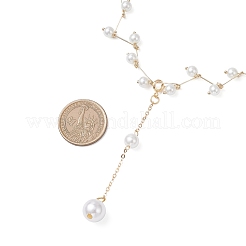 Цепочка с круглым кулоном и ожерельем из искусственного жемчуга из нержавеющей стали 304 и пластика NJEW-JN05419