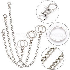 3 Satz 3 Stile Aluminium gedrehte Ketten für Jeanshosen&nbsp;HJEW-SP0001-53