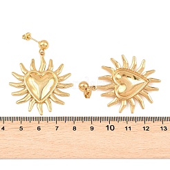Серьги-гвоздики с подвесками в виде солнца и сердца из нержавеющей стали 304&nbsp;EJEW-K323-01G