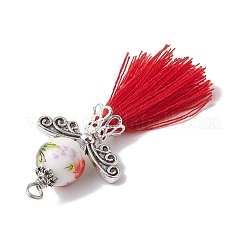 Grandi pendenti in porcellana con perline e nappe in policotone&nbsp;PALLOY-JF02986-01