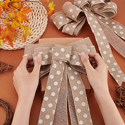 Leinen-Bowknot-Ornament mit Polka-Dot-Muster&nbsp;DIY-WH0248-343