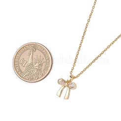 Латунный кулон-бантик с прозрачным кубическим цирконием из нержавеющей стали 304&nbsp;NJEW-JN05356