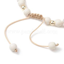 Регулируемые браслеты из оплетенных бусин из окрашенной синтетической бирюзы и жемчуга-ракушки BJEW-JB10513-01