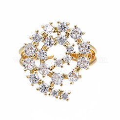 Настоящее 18-каратное позолоченное латунное полое плоское круглое кольцо-манжета RJEW-S045-129-NF