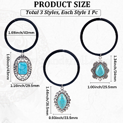 3 шт. 3 стиля резиновые и синтетические бирюзовые эластичные аксессуары для волос&nbsp;AJEW-CY0001-75
