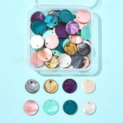 56 шт. подвески из плоских круглых ракушек натурального цвета SHEL-FS0001-13