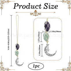 Мешочек с подвеской-самородками из натурального аметиста и зеленого авантюрина&nbsp;HJEW-WH20002-03C