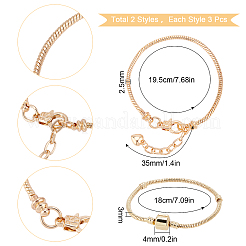 6 pièce de fabrication de bracelet de style européen en laiton de 2 styles&nbsp;MAK-SC0001-15