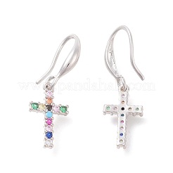 Micro ottone spianare zirconi orecchini pendenti&nbsp;EJEW-F233-02P