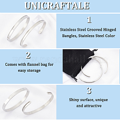 4 шт. 2 стиля браслетов в форме яйца из нержавеющей стали 201 с рифленой подвеской STAS-UN0048-69