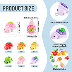 24pcs 6 couleurs pendentifs en résine opaque&nbsp;CRES-TA0001-78