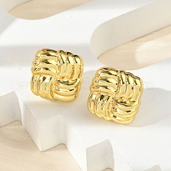 女性用スクエア 304 ステンレス スタッド イヤリング  ゴールドカラー  20x20mm&nbsp;EJEW-A125-63G