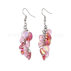 Серьги с подвесками из прозрачного акрила в форме сердца EJEW-JE06365-03