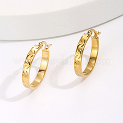 201ステンレススチールフープピアス（女性用）  ゴールドカラー  23x23mm&nbsp;QT0624