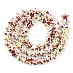 С напылением окрашенные синтетические бирюзовые бусинки&nbsp;UNKW-T001-11K-01