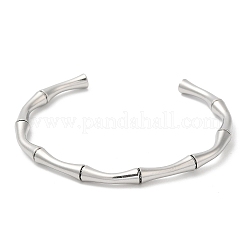 変色しない304ステンレススチール製カフバングル  竹棒バングル  ステンレス鋼色  1/4インチ（0.5cm）  内径：2-3/8x2インチ（6.05x5.2cm）&nbsp;LS-BJEW-H588-01P