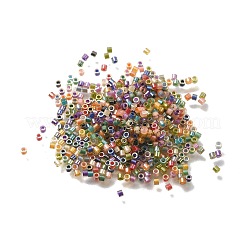 Прозрачные радужные стеклянные цилиндрические бусины GLAA-P073-04