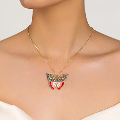 Богемный винтажный латунный эмалированный полый красочный сглаз бабочка кулон ожерелья для женщин EO6638