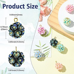 ガラスシードビーズフラワーペンダント10個  樹脂とループ付き  ミックスカラー  20x16.5x15.5mm  穴：2mm&nbsp;PALLOY-CJ00109