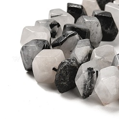 Нити бусин из натурального черного рутилированного кварца G-N327-05-01