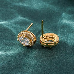 Aretes de latón con micro pavé de circonio cúbico para mujer&nbsp;EJEW-F418-12G