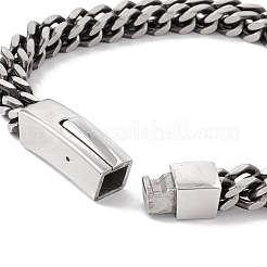 304ステンレススチールロープチェーンブレスレット男性用女性用  アンティークシルバー  8-1/8インチ（20.5cm）&nbsp;STAS-E001-01AS