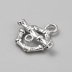 真鍮製マンテル  竹  プラチナ  リング：20x15.5x2.5mm  穴：3.5mm  バー：21.5x7x2.5mm&nbsp;KK-WH0108-13P