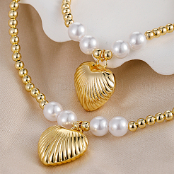 Комплекты браслетов и ожерелий в форме латунных сердец для женщин CA5711-2