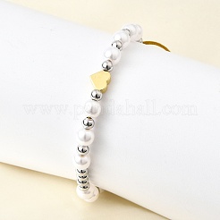 АБС искусственный жемчуг бусины плетеные браслеты из бисера для женщин BJEW-D317-09B-PG