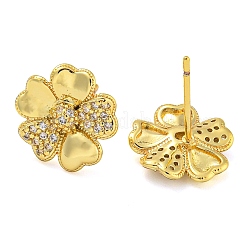 Boucles d'oreilles à tige en laiton plaqué or avec micro pavé de zircones cubiques transparentes&nbsp;EJEW-T021-01G-01