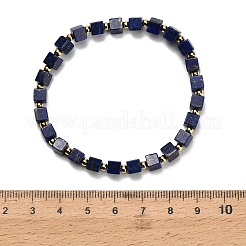 天然石ラピスラズリビーズストレッチブレスレット  キューブ  ビーズ：5x5x5mm  内径：2インチ（5.2cm）&nbsp;BJEW-F523-02A
