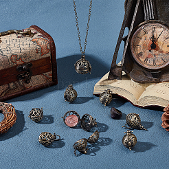 10 шт. 5 стиля круглых латунных подвесок с полой клеткой KK-SC0003-05