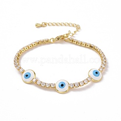 Emaille-Evil-Eye-Gliederarmband mit klaren Zirkonia-Tennisketten für Damen&nbsp;KK-E033-19G