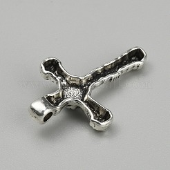 合成ターコイズペンダント  アンティークシルバートーン合金パーツ  宗教クロスチャーム  39.5x25.5x6mm  穴：3mm&nbsp;G-TAC0010-03C