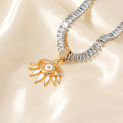 Латунный глаз подвеска с белой эмалью прозрачный кубический цирконий теннисные ожерелья JL3544