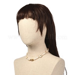 Collana di perle di perle naturali e conchiglie di ciprea per donne adolescenti&nbsp;NJEW-JN03731