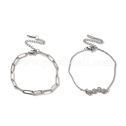 Ensembles de bracelets à chaînes et à câbles en acier inoxydable 304 résistant au ternissement&nbsp;AJEW-U005-05C-P
