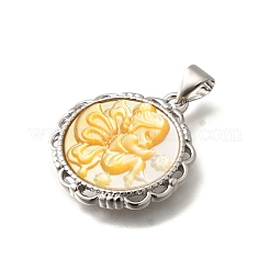 Pendentifs en laiton sculptés en coquillage naturel&nbsp;KK-Z091-07P-03