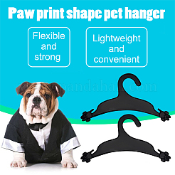 プラスチックペットハンガー  犬の足跡滑り止めフック小型ペットアパレルハンガー  ブラック  127x225x3.5mm&nbsp;AJEW-WH0033-28