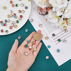 45 шт. 9-х цветные пуговицы из сплава с тремя отверстиями на ножке BUTT-FH0001-006